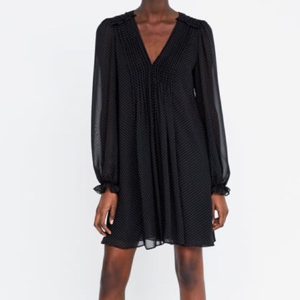 ZARA Polka Dot Chiffon Mini Dress NWT